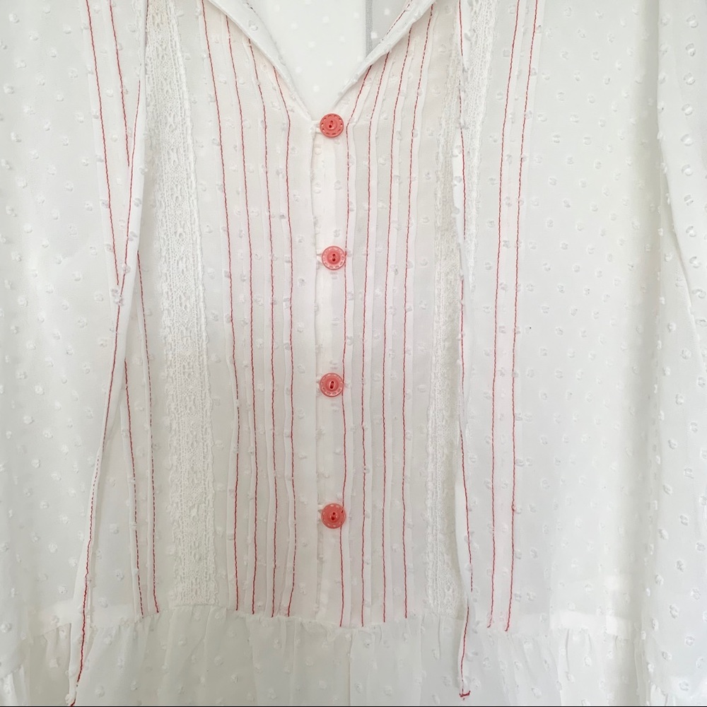 Matilda Jane sheer Swiss dot blouse white xl - Picture 4 of 7